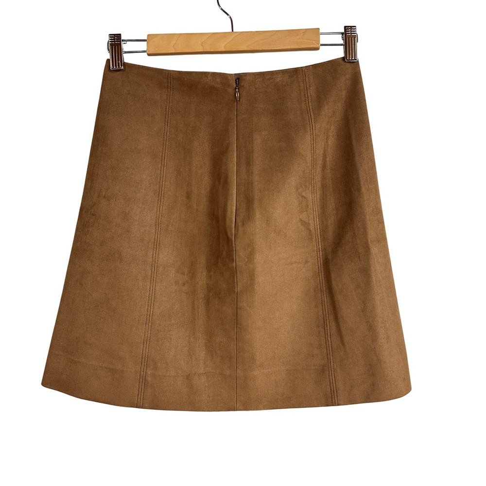 BABATON Aritizia Faux Suede A Line Mini Skirt Tan Brown Size 2 - Picture 2 of 4